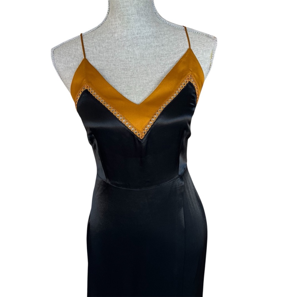 Scotch & Soda Satin Slip Dress Black Gold XS - Picture 4 of 17